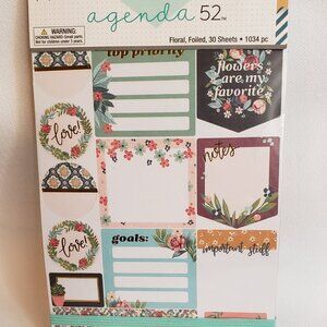 Agenda 52 Floral Foiled Planner Stickers - NWT